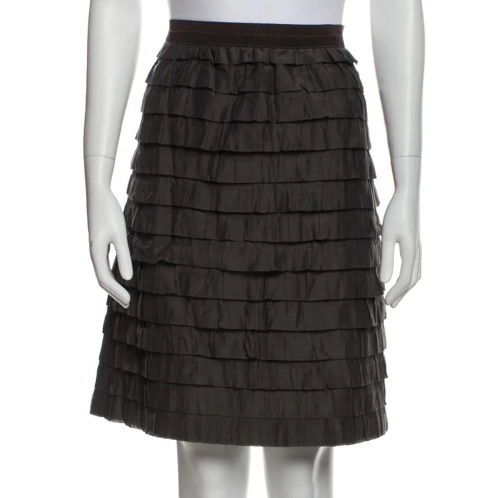 Piazza Sempione ruffle tiered Skirt knee‎ length silk blend grosgrain waist